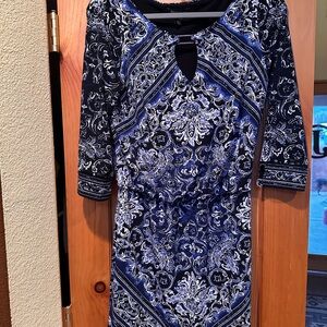 Elegant Blue and Black Women's Dress